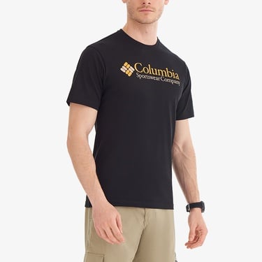  Columbia Retro Logo Erkek Siyah Günlük T-Shirt