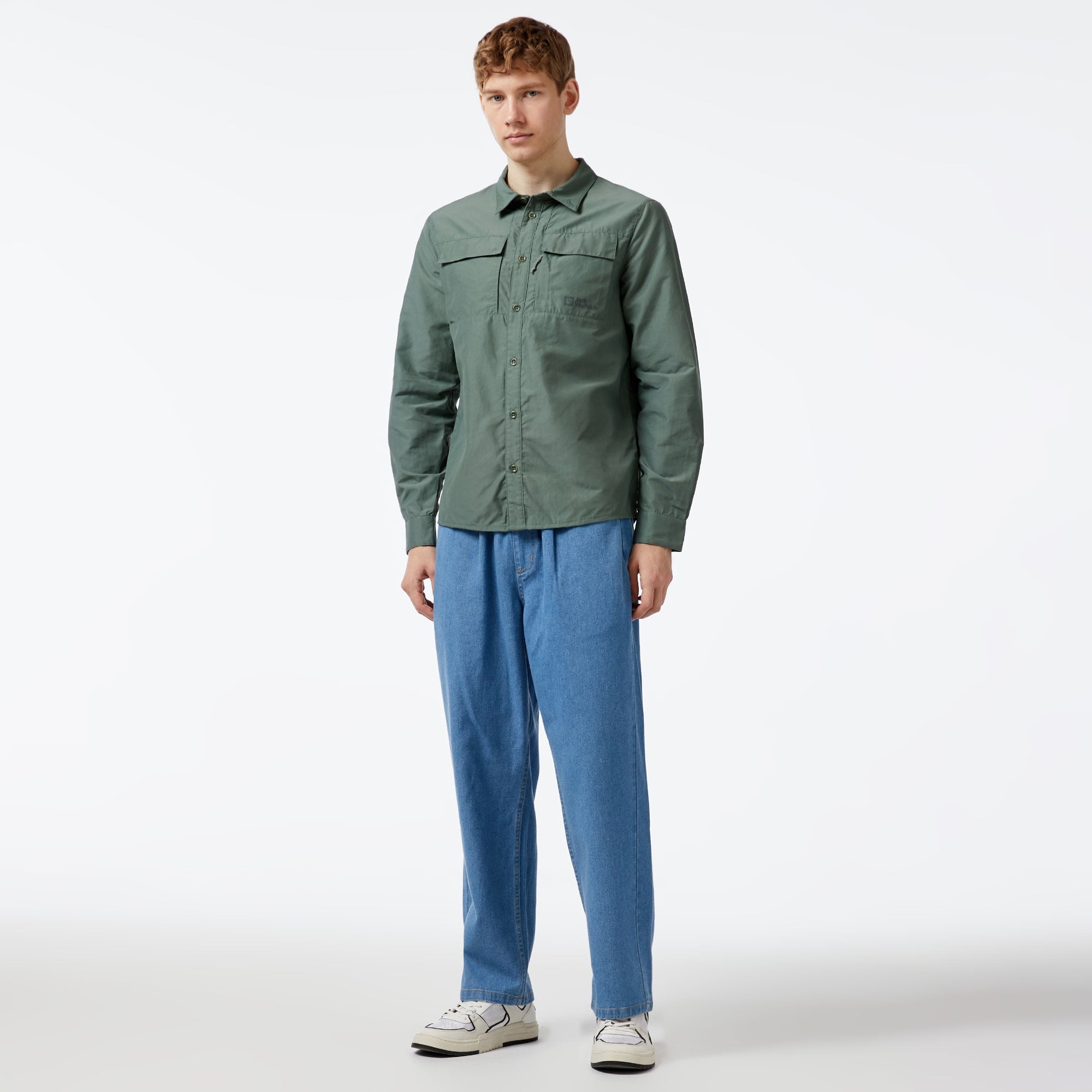 Jack Wolfskin Barrier L/S Erkek Yeşil Outdoor Gömlek