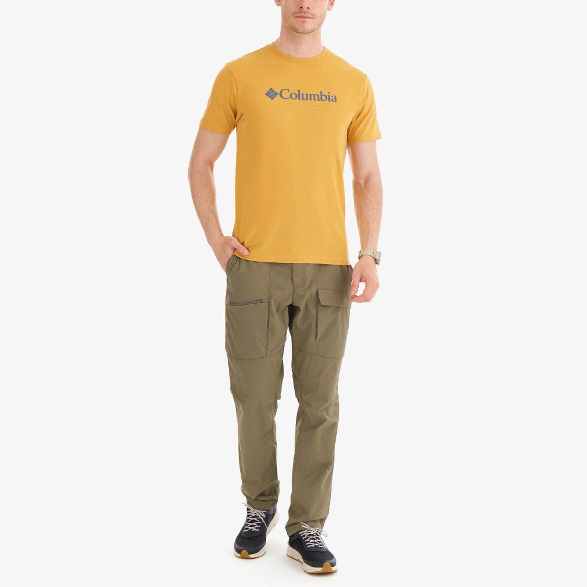 Columbia Basic Big Logo Erkek Sarı Outdoor T-Shirt