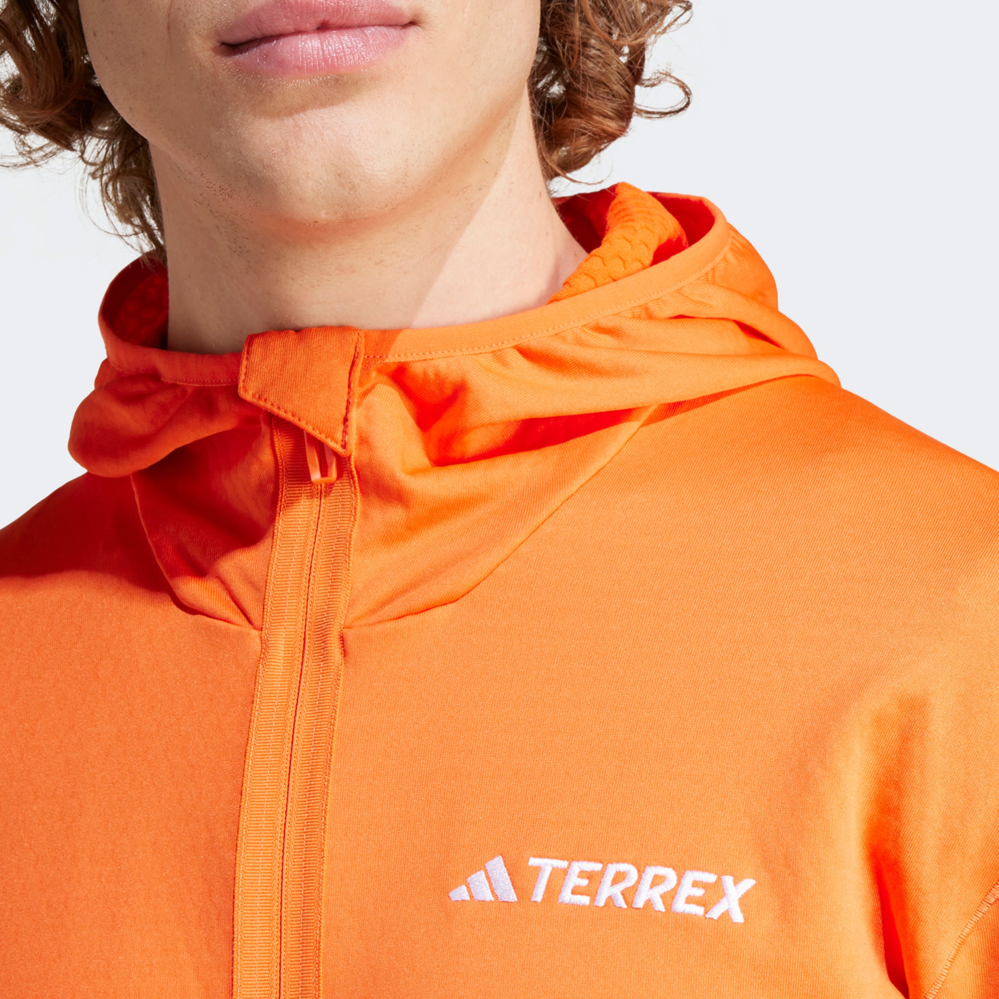 adidas Terrex Light Fleece Full Zip Kapüşonlu Erkek Turuncu Günlük Sweatshirt