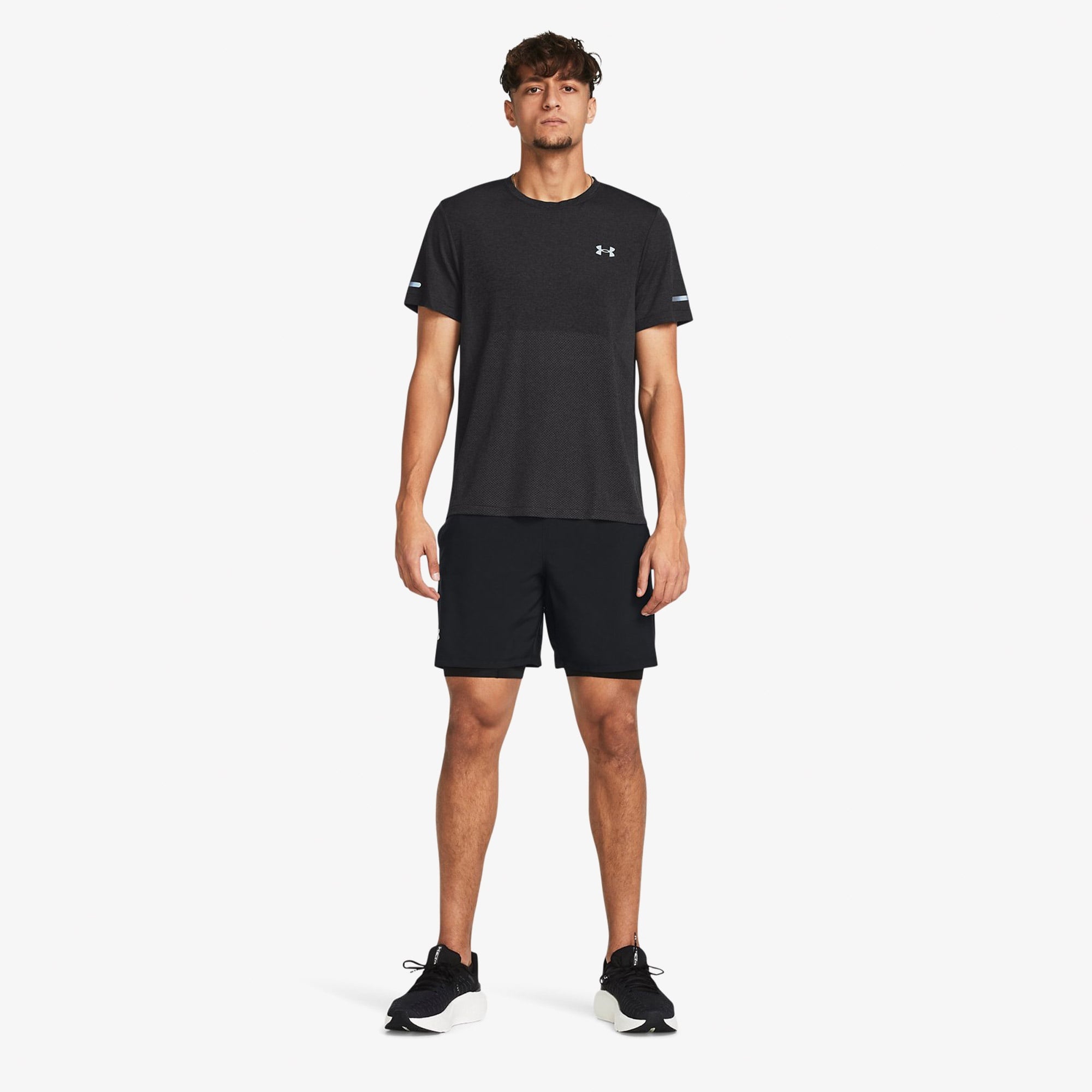 Under Armour Launch 7 inch 2in 1 Erkek Siyah Antrenman Şortu