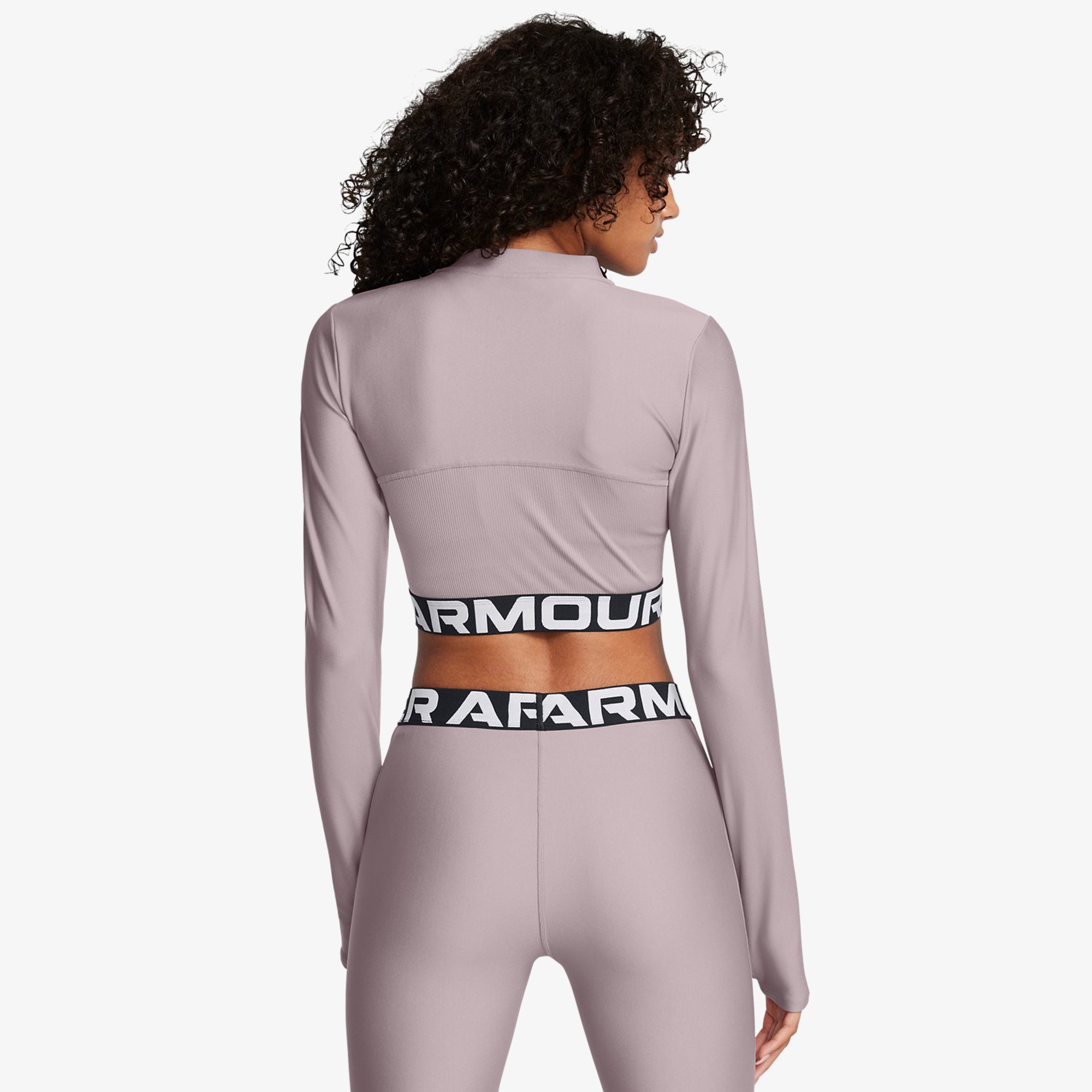 Under Armour Heat Gear Rib 1/4 Zipped Kadın Mor Crop Sweatshirt