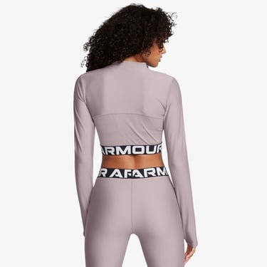  Under Armour Heat Gear Rib 1/4 Zipped Kadın Mor Crop Sweatshirt