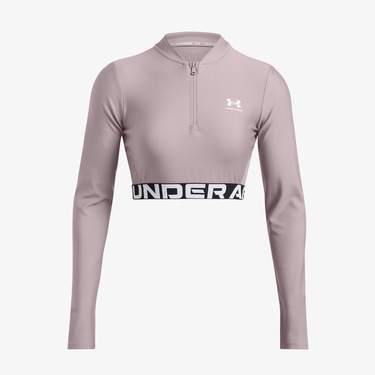  Under Armour Heat Gear Rib 1/4 Zipped Kadın Mor Crop Sweatshirt