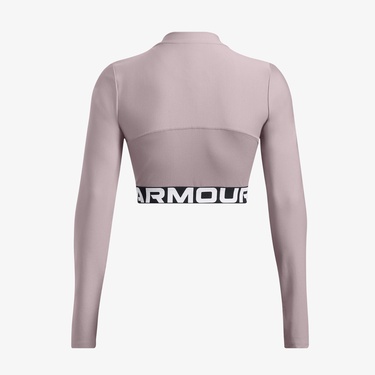  Under Armour Heat Gear Rib 1/4 Zipped Kadın Mor Crop Sweatshirt