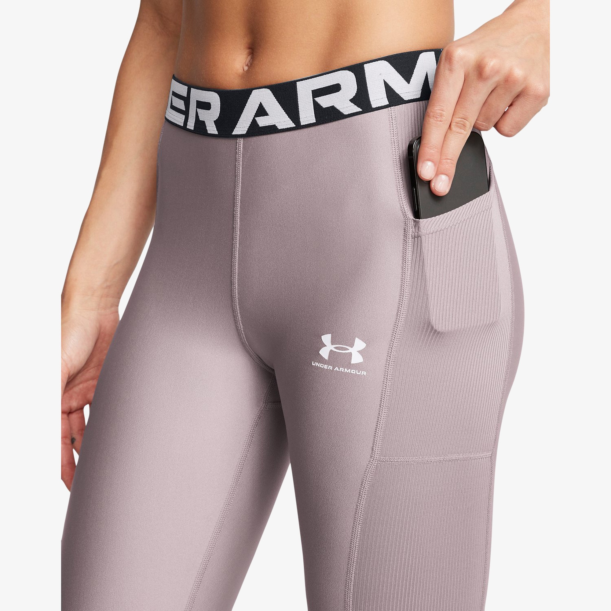 Under Armour Heat Gear Rib Kadın Mor Antrenman Taytı