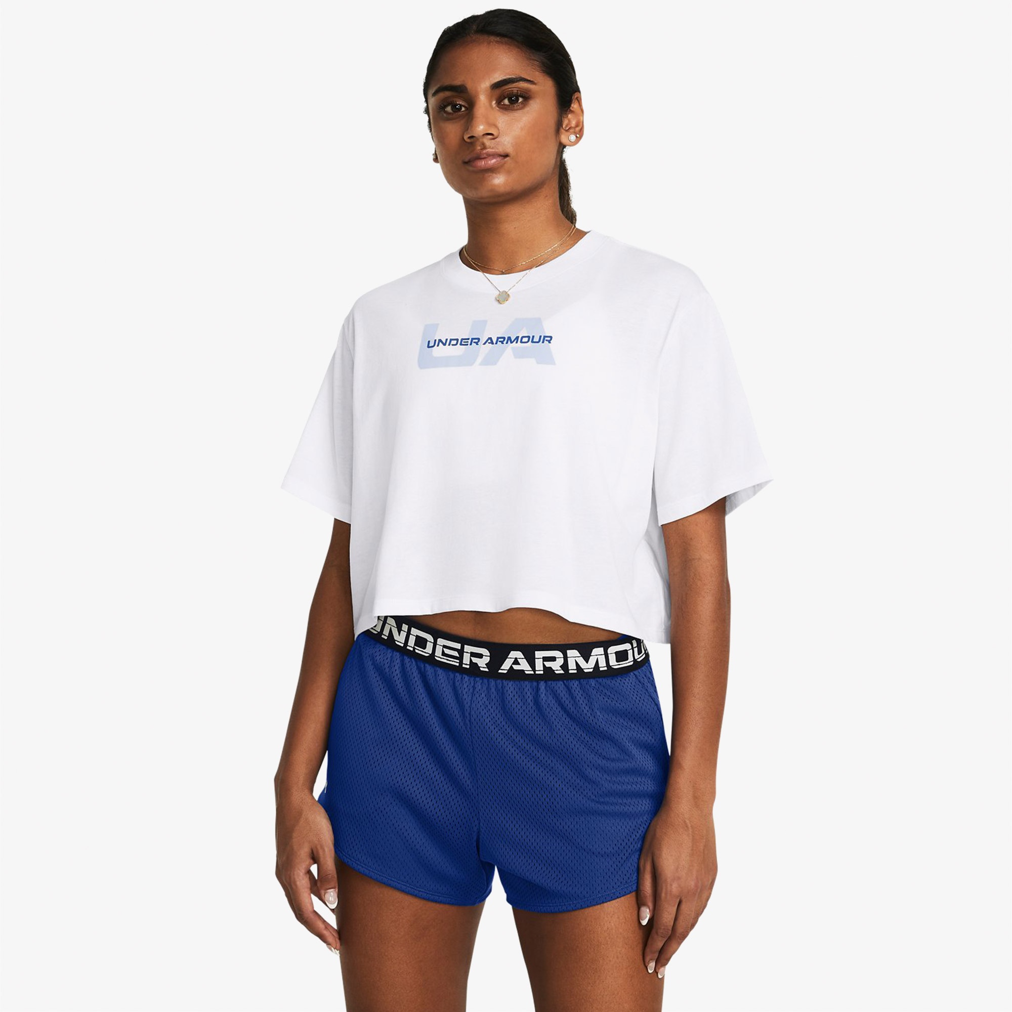 Under Armour Boxy Crop Branded Kadın Beyaz Günlük T-Shirt