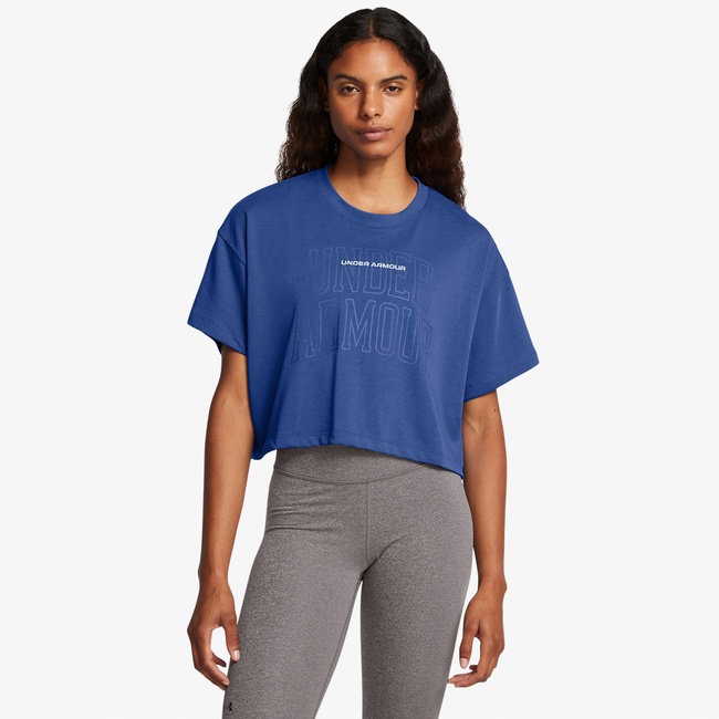  Under Armour Varsity Mix Heavyweight Kadın Mavi Antrenman T-Shirt