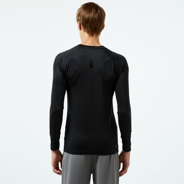  SPORT Erkek Slim Fit Uzun Kollu Bisiklet Yaka Siyah T-Shirt