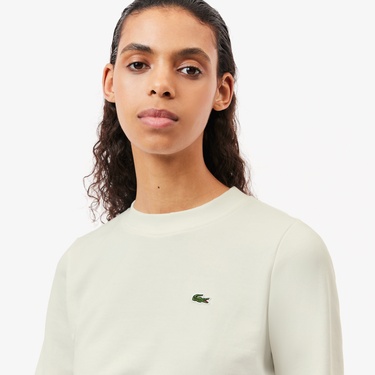  Lacoste Kadın Regular Fit Bisiklet Yaka Beyaz Günlük Sweatshirt