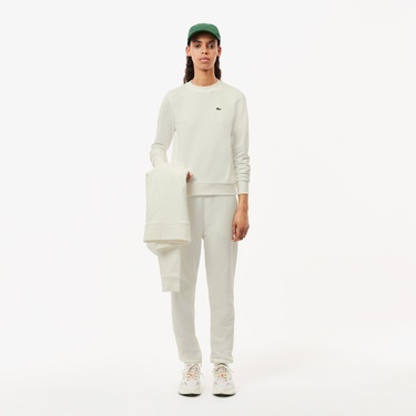  Lacoste Kadın Regular Fit Bisiklet Yaka Beyaz Günlük Sweatshirt