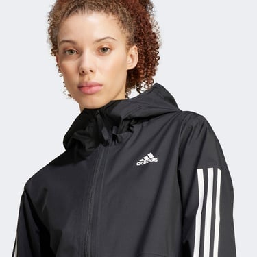  adidas Essentials 3 Striped Rain.RDY Kadın Siyah Günlük Mont