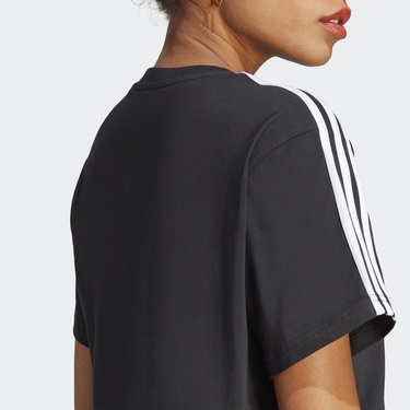  adidas 3 Striped Cropped Kadın Siyah Günlük T-Shirt