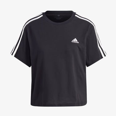  adidas 3 Striped Cropped Kadın Siyah Günlük T-Shirt