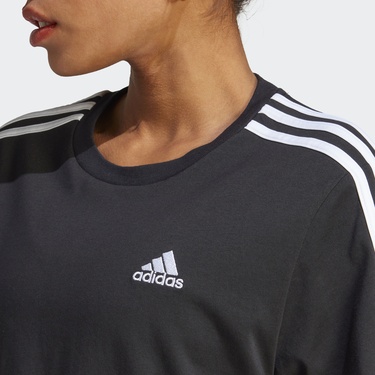  adidas 3 Striped Cropped Kadın Siyah Günlük T-Shirt