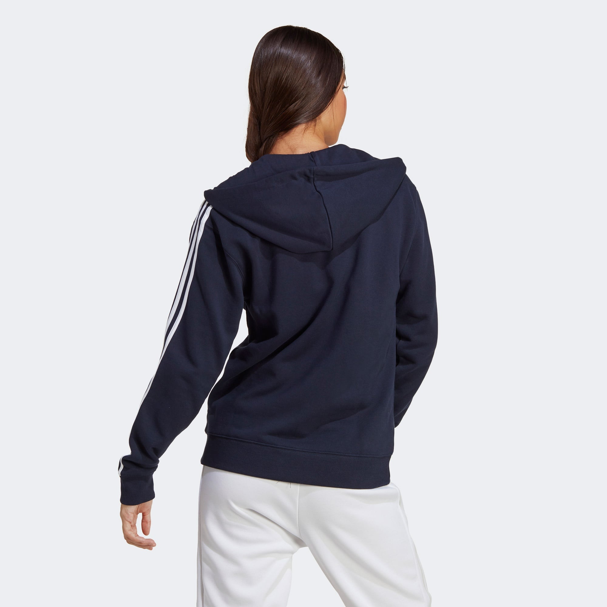 adidas Essentials 3-Stripes French Terry Regular Full-Zip Kadın Lacivert Günlük Sweatshirt