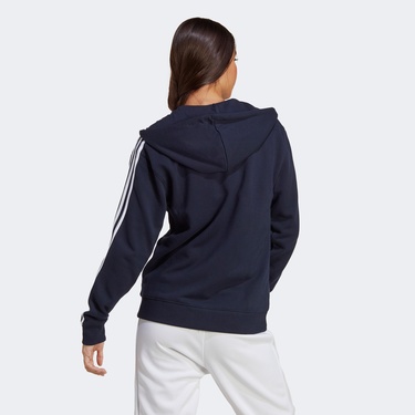  adidas Essentials 3-Stripes French Terry Regular Full-Zip Kadın Lacivert Günlük Sweatshirt