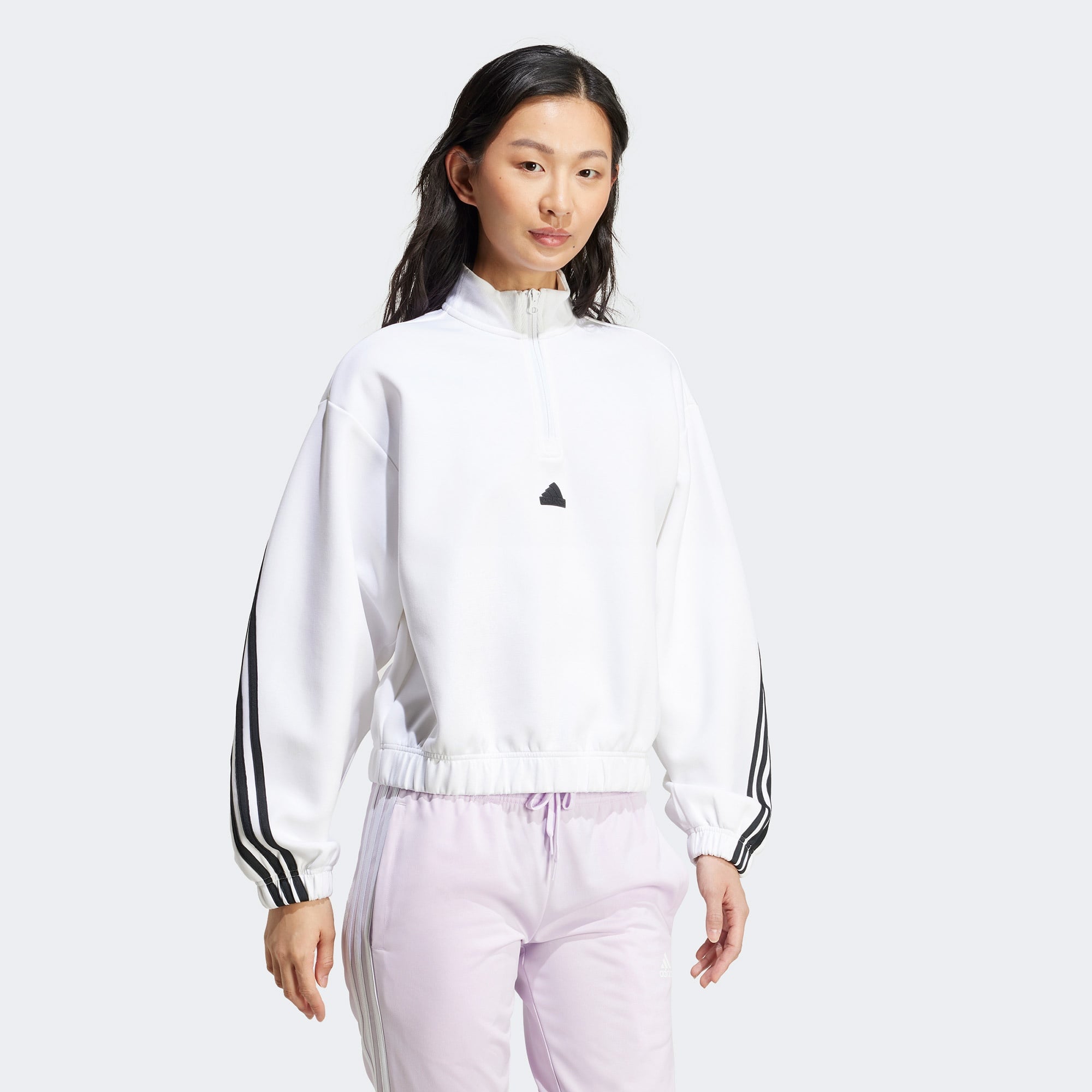 adidas Future Icons 3S 1/4 Zip Kadın Beyaz Günlük Sweatshirt