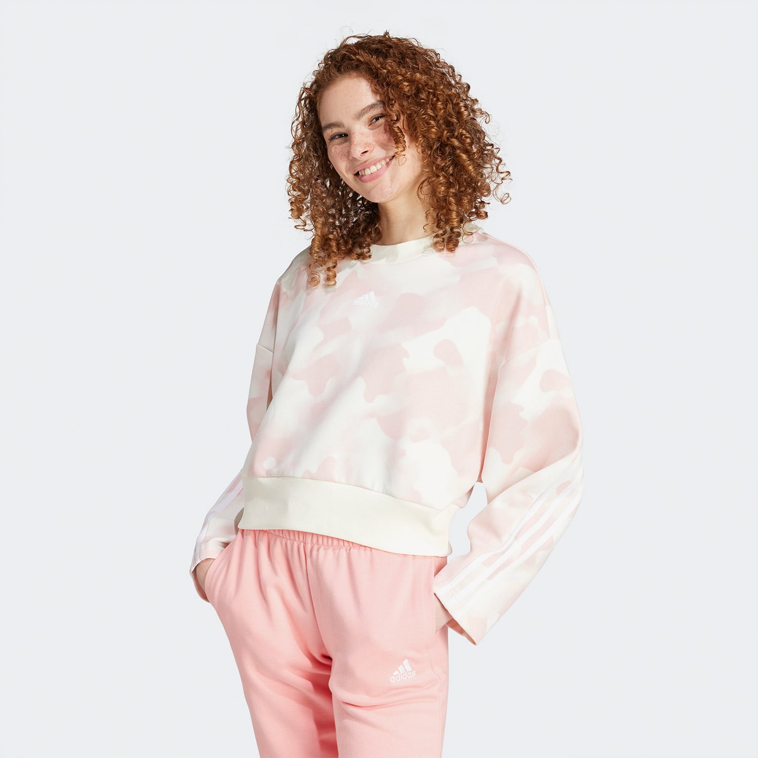  adidas Future Icons 3 Striped Kadın Beyaz Günlük Sweatshirt