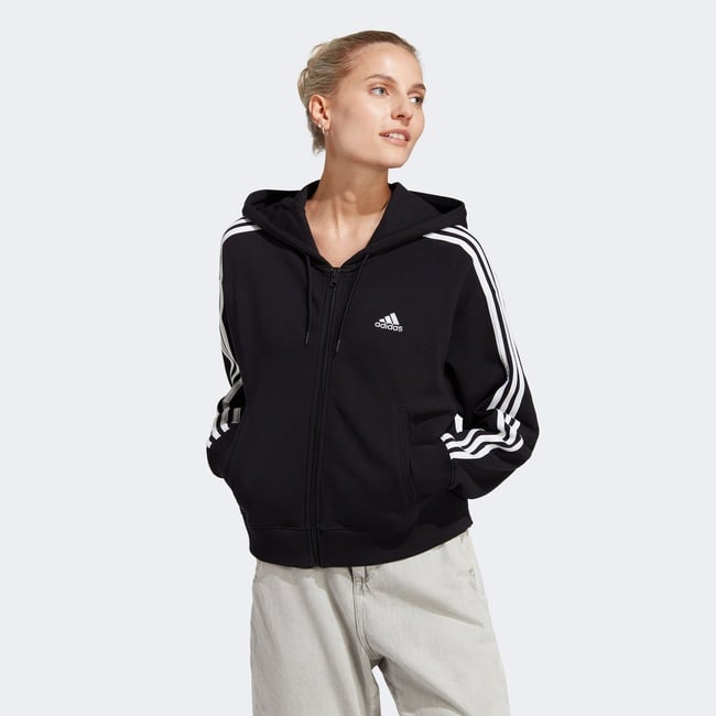  adidas Essentials 3 Striped Kadın Siyah Günlük Sweatshirt