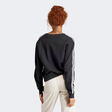  adidas Essentials 3 Stripes V-Neck Kadın Siyah Günlük Sweatshirt