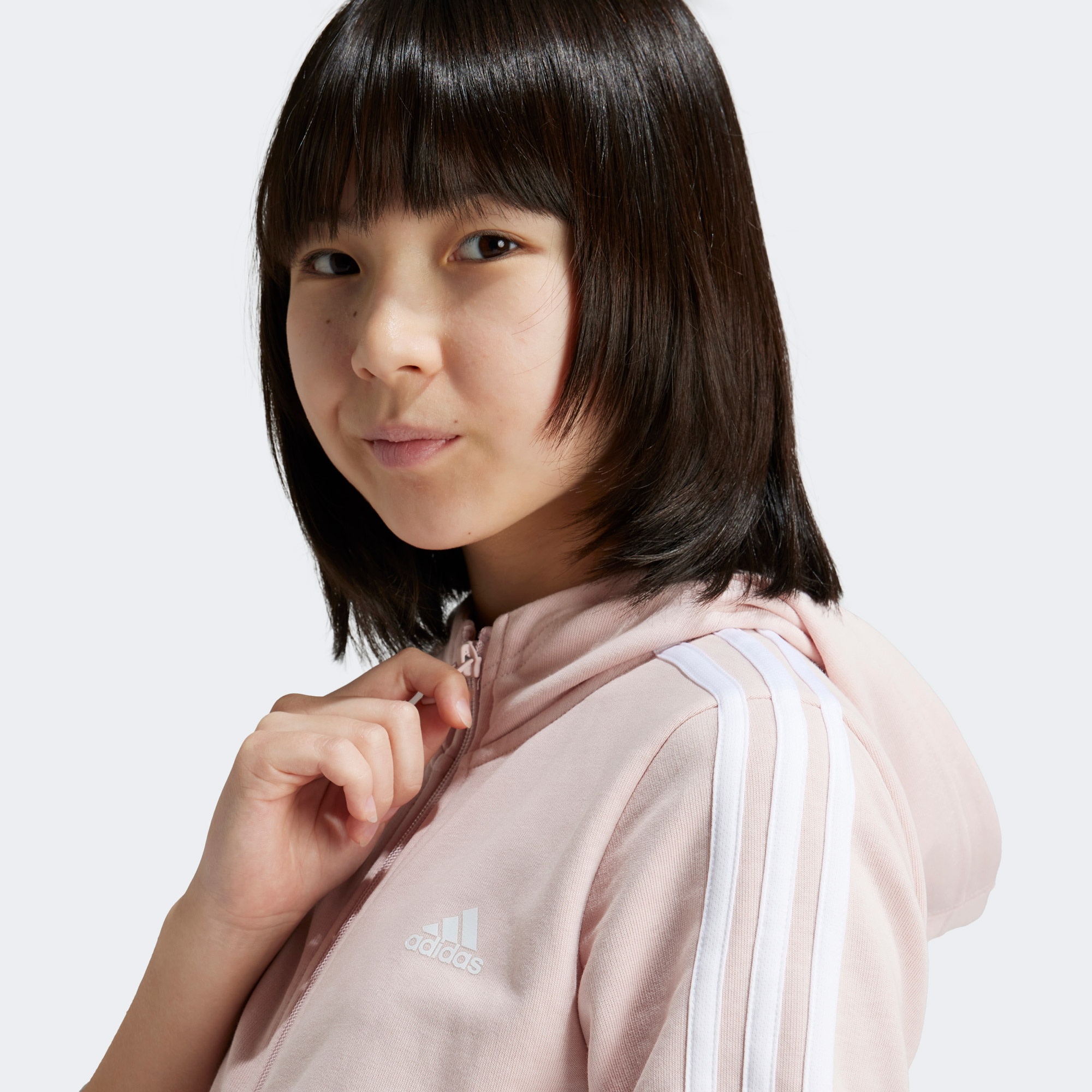 adidas Essentials 3 Striped Çocuk Pembe Günlük Sweatshirt