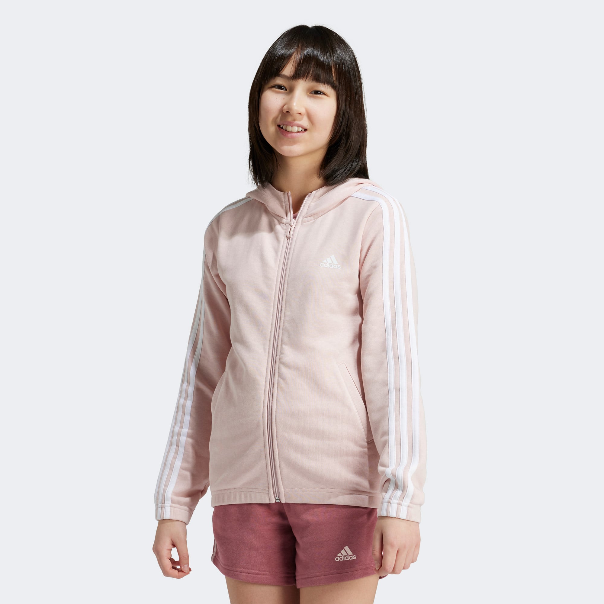  adidas Essentials 3 Striped Çocuk Pembe Günlük Sweatshirt