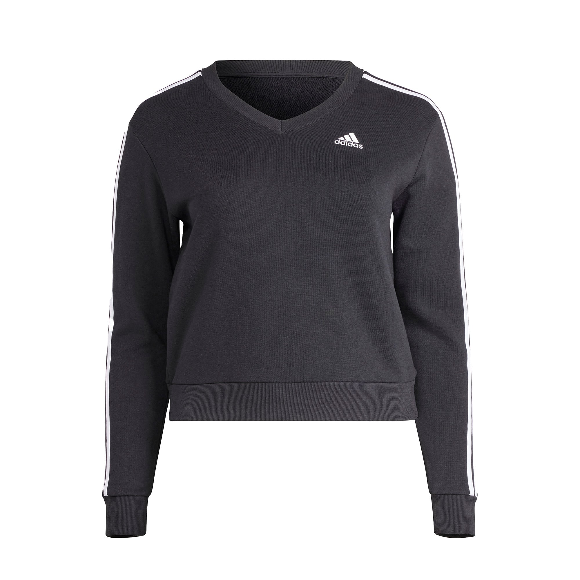 adidas Essentials 3 Stripes V-Neck Kadın Siyah Günlük Sweatshirt
