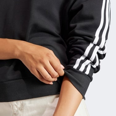  adidas Essentials 3 Stripes V-Neck Kadın Siyah Günlük Sweatshirt