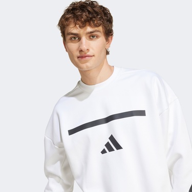  adidas Z.N.E. Crew Erkek Beyaz Günlük Sweatshirt