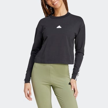  adidas Future Icons 3 Stripes Long Sleeve Kadın Siyah Günlük T-Shirt