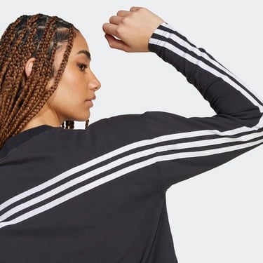  adidas Future Icons 3 Stripes Long Sleeve Kadın Siyah Günlük T-Shirt