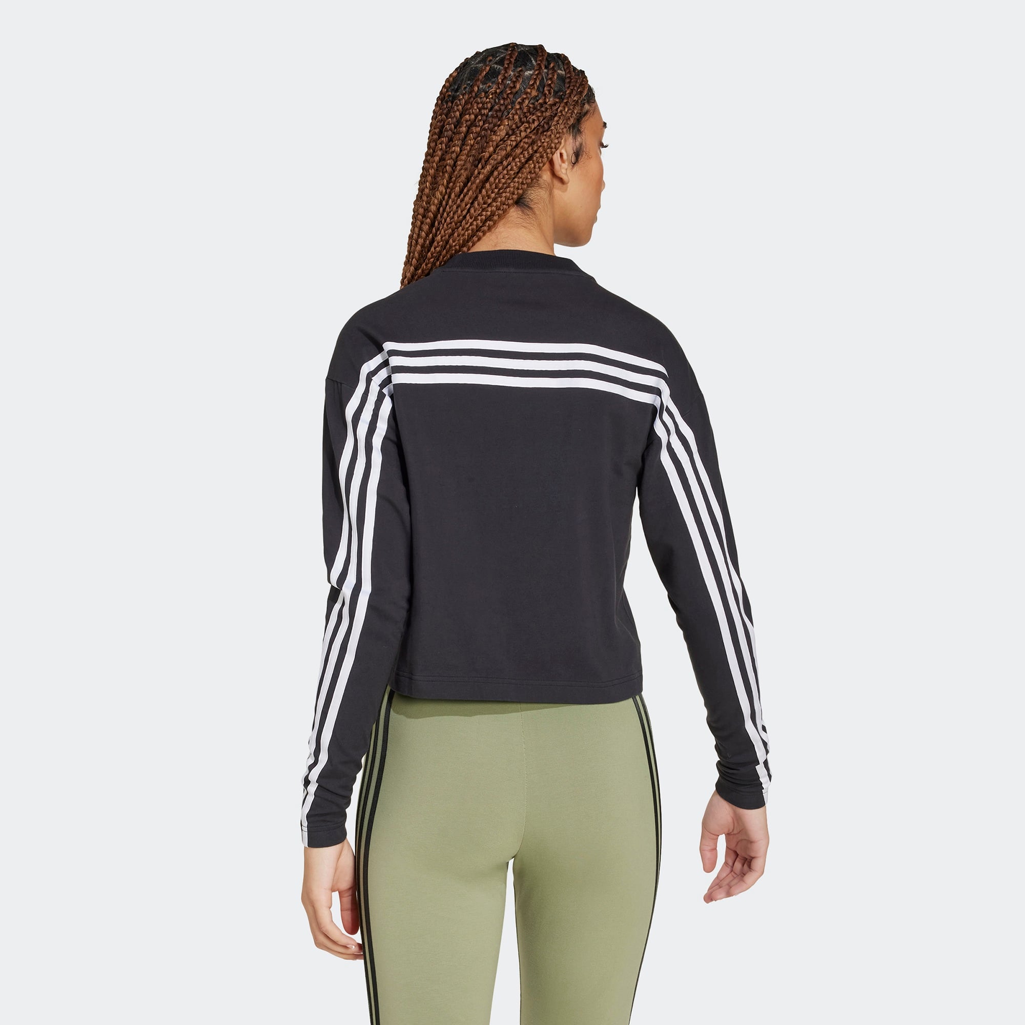 adidas Future Icons 3 Stripes Long Sleeve Kadın Siyah Günlük T-Shirt