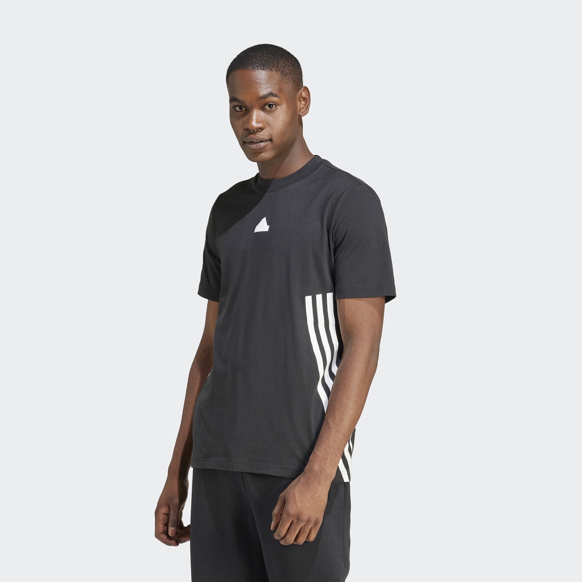 adidas Future Icons 3 Stripes Erkek Siyah Günlük T-Shirt