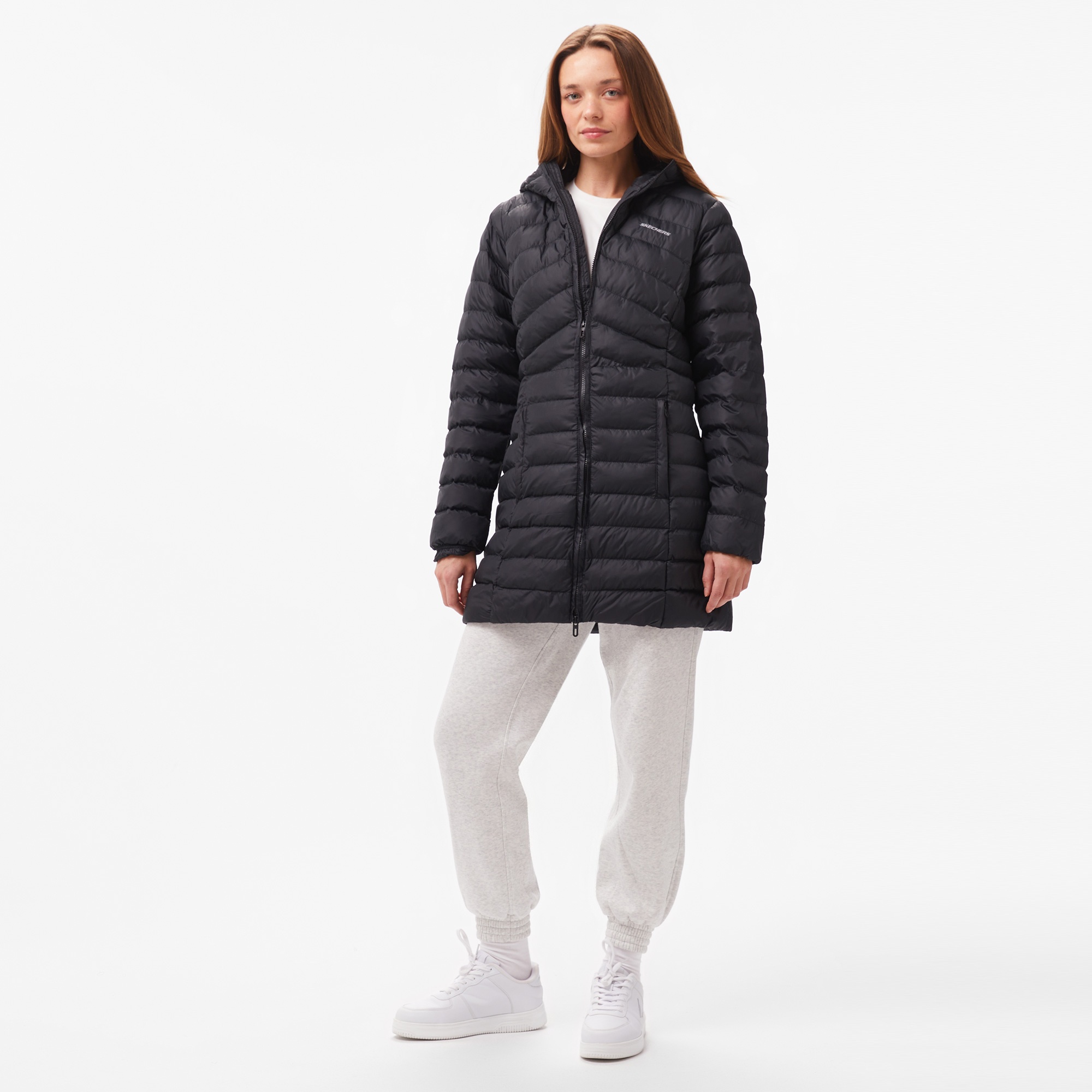 Skechers Essential Maxi Length Kadın Siyah Günlük Mont