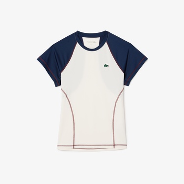  Lacoste Slim Fit Ultra Dry Stretch Sport Kadın Beyaz T-Shirt