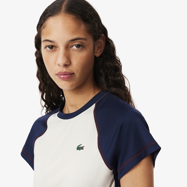  Lacoste Slim Fit Ultra Dry Stretch Sport Kadın Beyaz T-Shirt