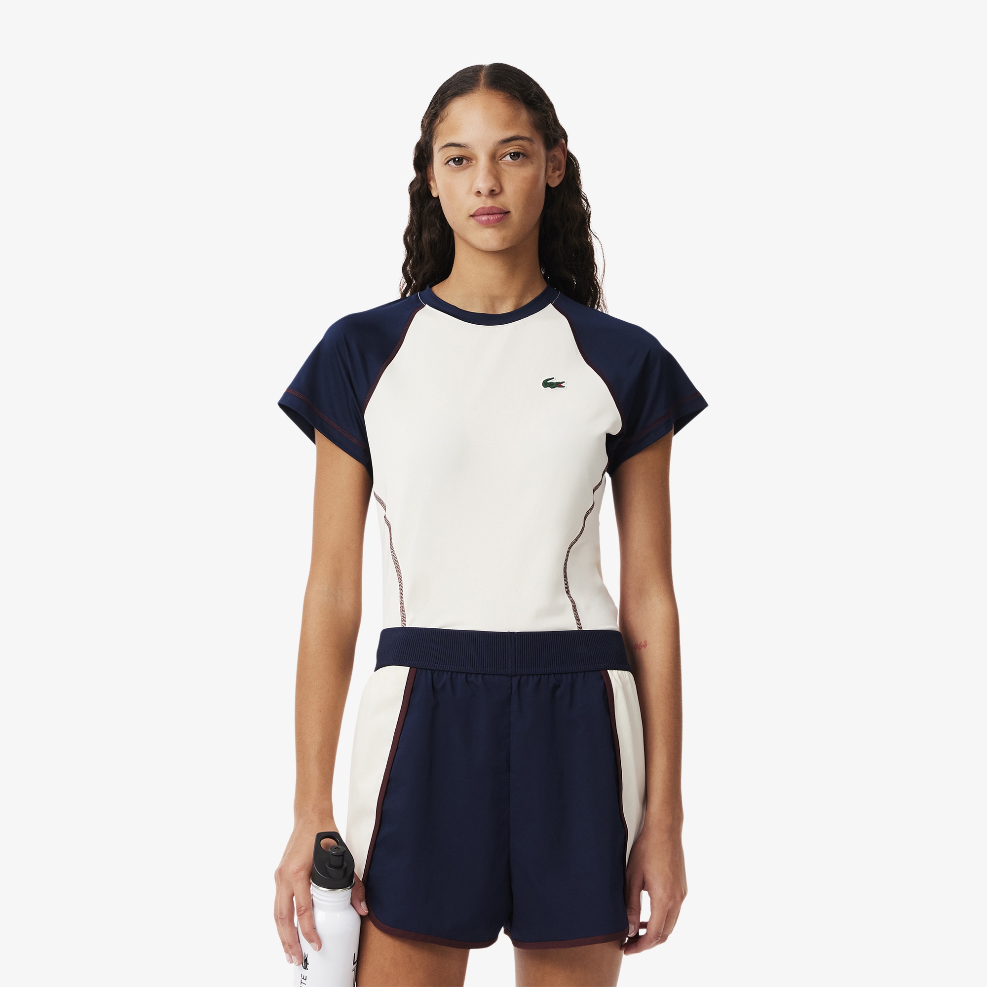 Lacoste Slim Fit Ultra Dry Stretch Sport Kadın Beyaz T-Shirt