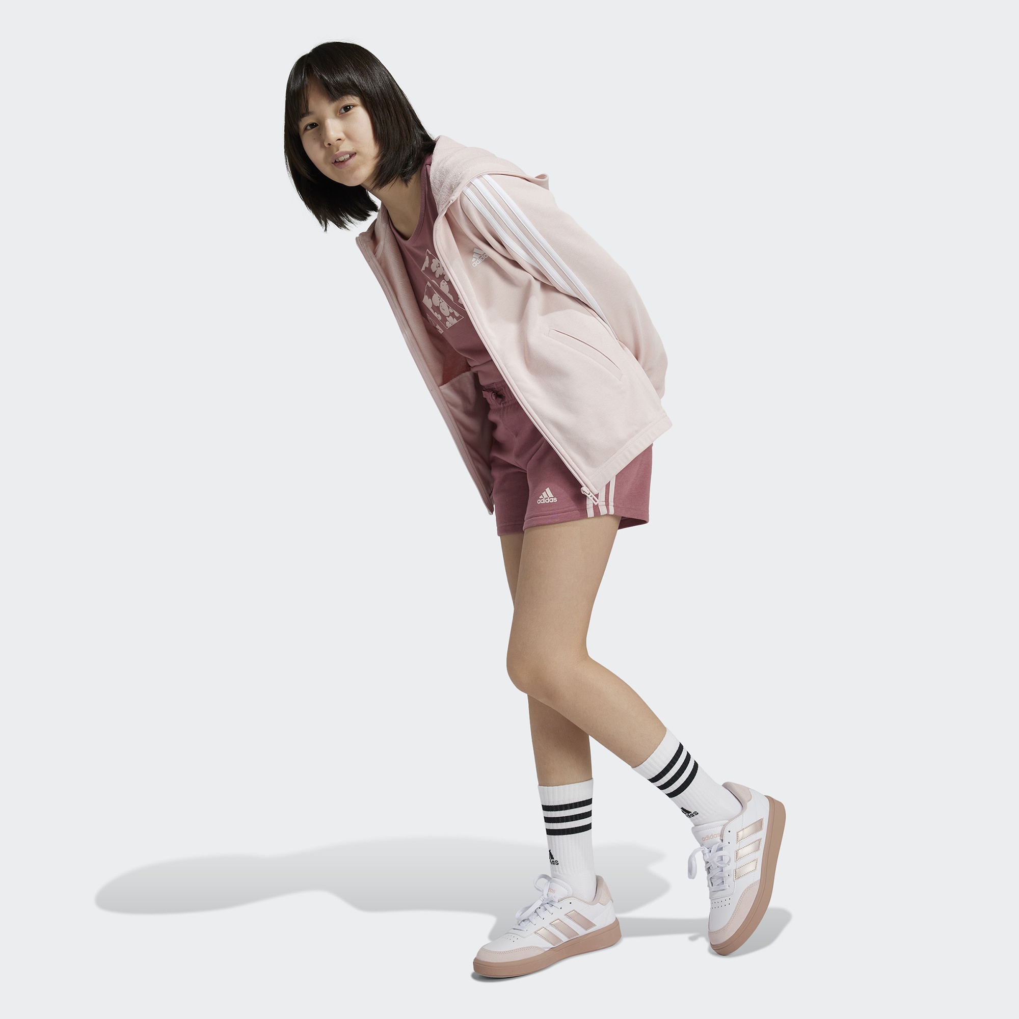 adidas Essentials 3 Stripes Çocuk Pembe Günlük Şort