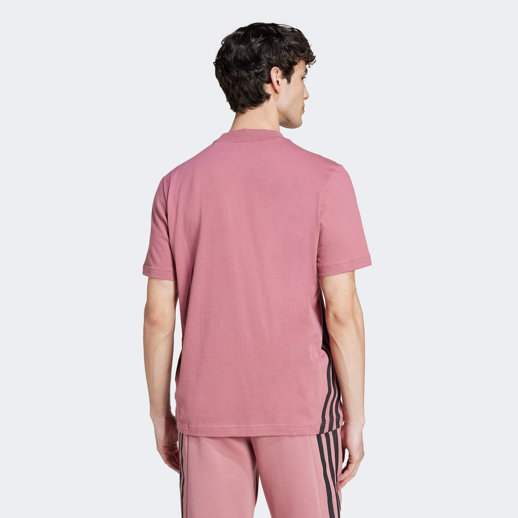 adidas Future Icons 3 Striped Erkek Pembe Günlük T-Shirt