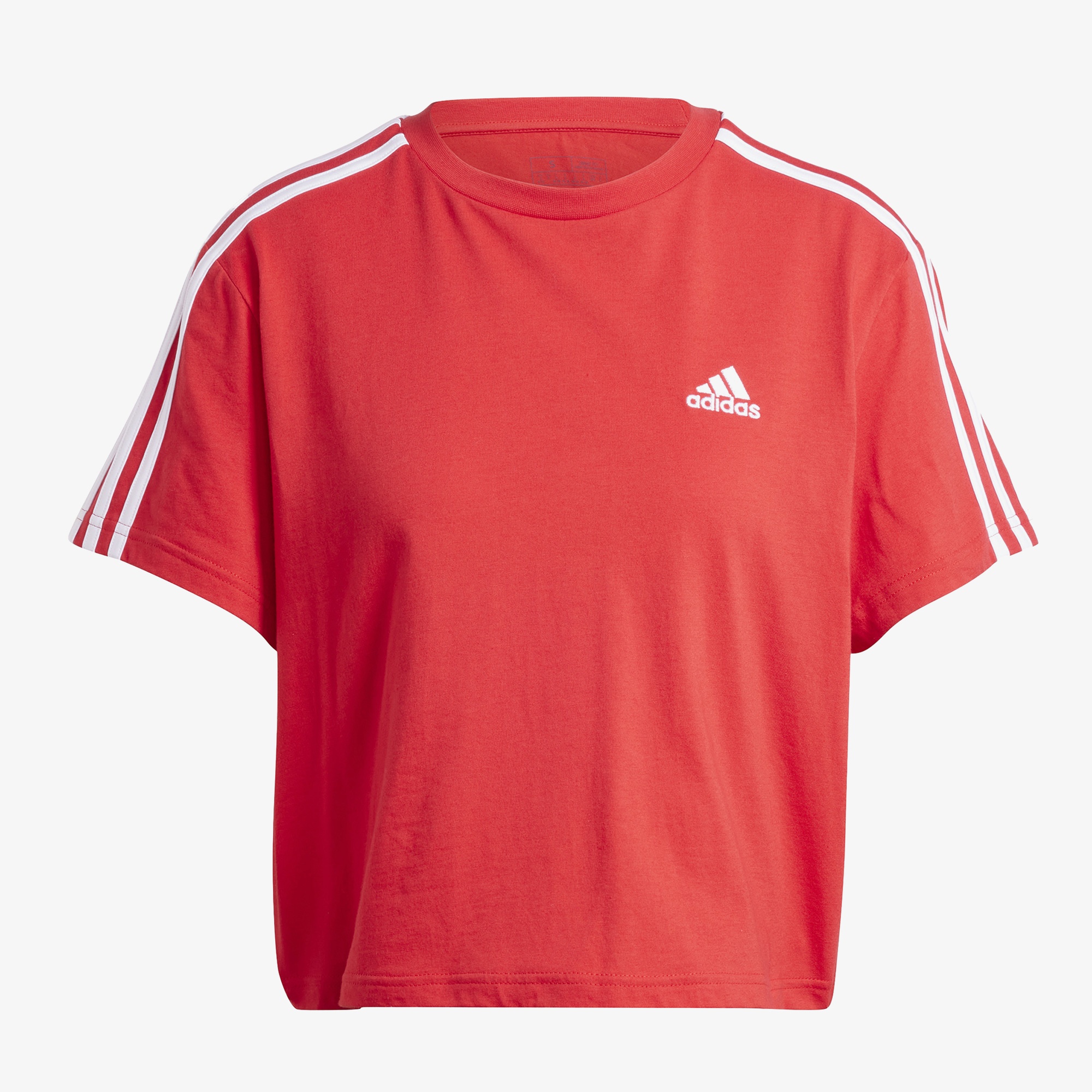 adidas Essentials 3 Stripes Kadın Kırmızı Günlük T-Shirt
