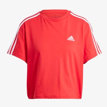  adidas Essentials 3 Stripes Kadın Kırmızı Günlük T-Shirt