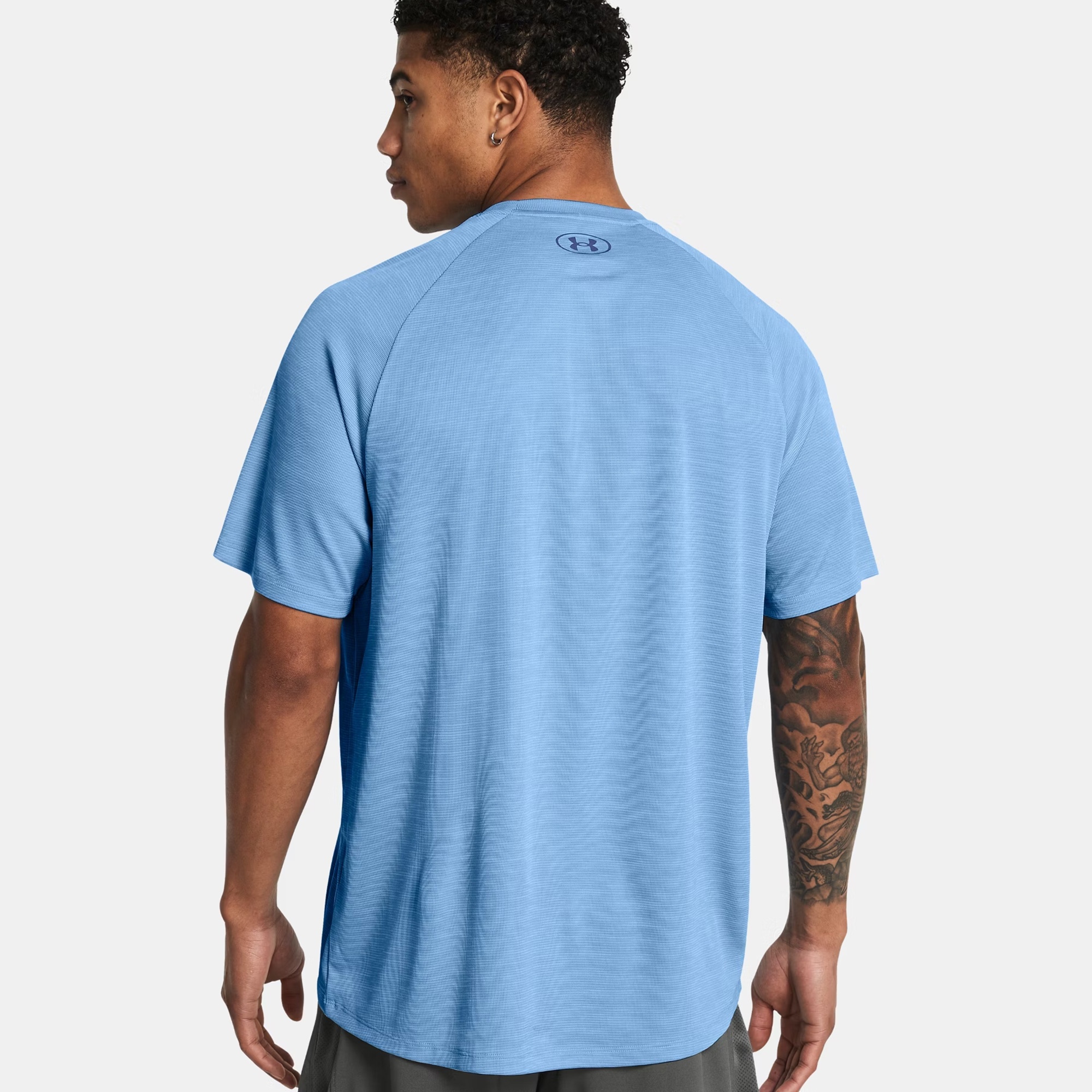 Under Armour Tech Textured Erkek Mavi Antrenman T-Shirt