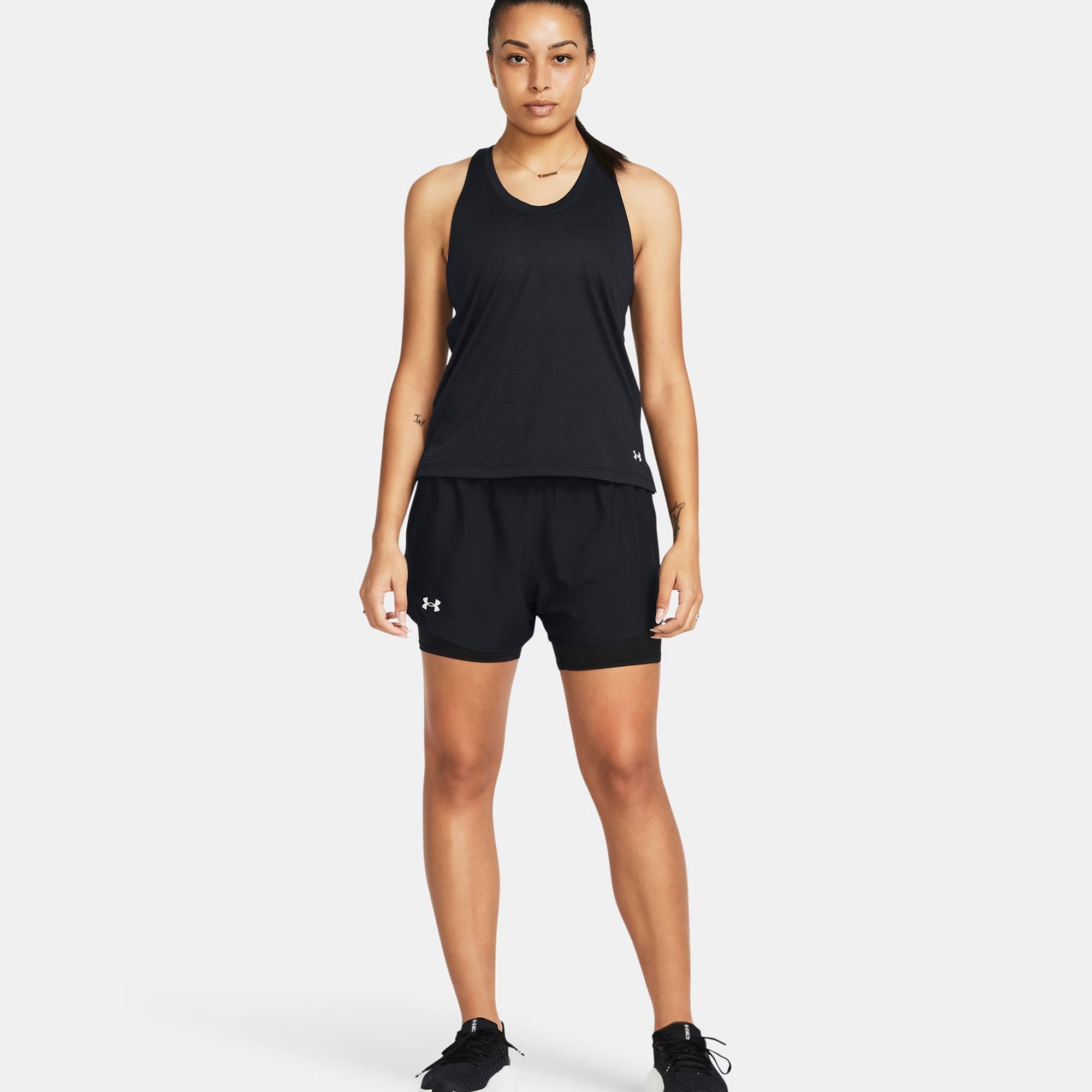  Under Armour Fly By 2in 1 Kadın Siyah Antrenman Şortu