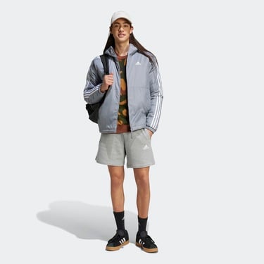  adidas Sportswear Essentials 3 Striped Insulated Erkek Gri Mont