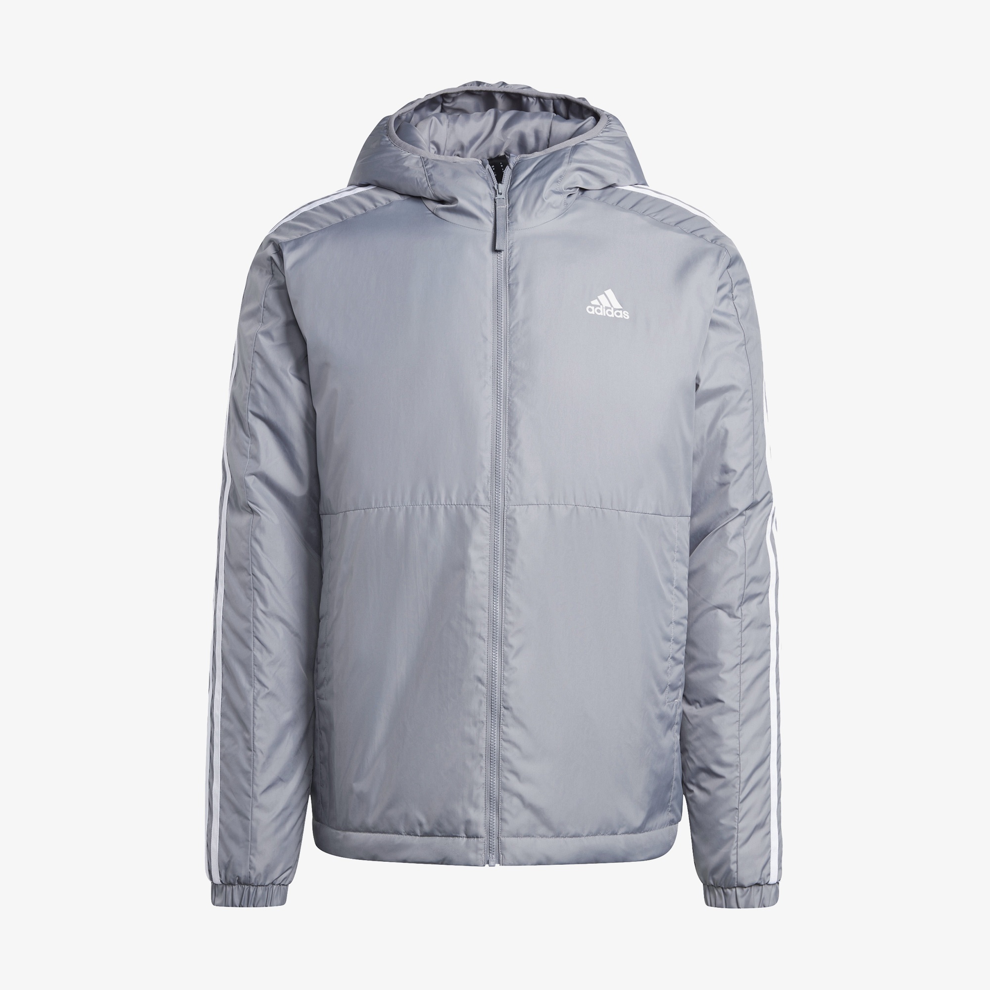 adidas Sportswear Essentials 3 Striped Insulated Erkek Gri Mont
