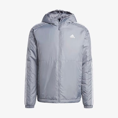  adidas Sportswear Essentials 3 Striped Insulated Erkek Gri Mont