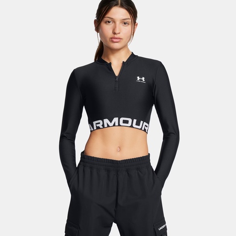  Under Armour Heat Gear Rib 1/4 Zipped Kadın Siyah Antrenman Üstü