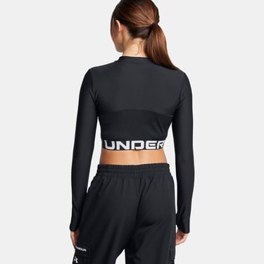 Under Armour Heat Gear Rib 1/4 Zipped Kadın Siyah Antrenman Üstü