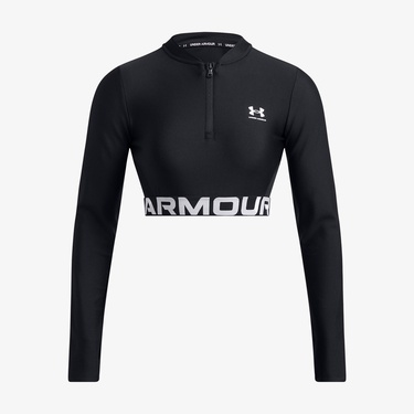  Under Armour Heat Gear Rib 1/4 Zipped Kadın Siyah Antrenman Üstü